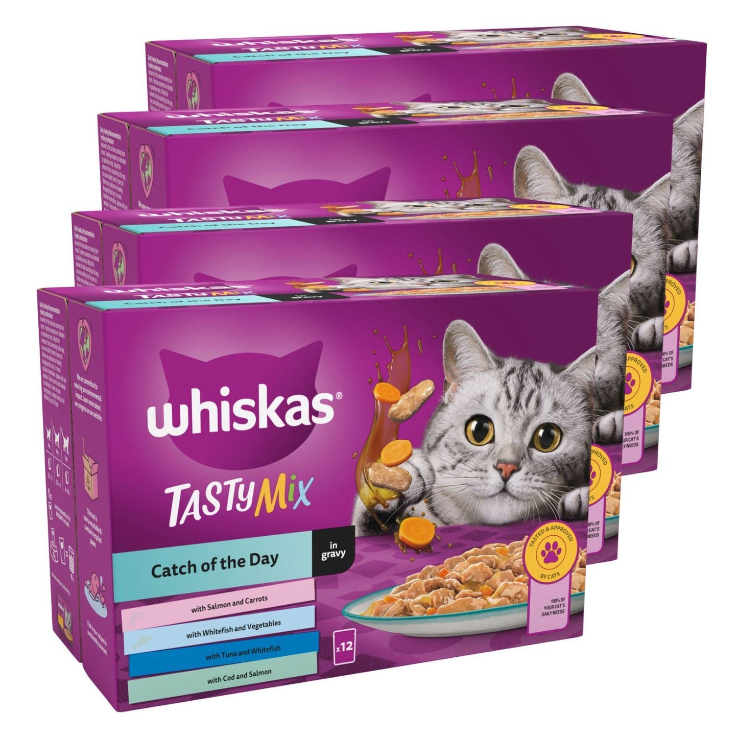 Whiskas Tasty Mix Chef`s Choice in Gravy 12x85g (Box of 4)