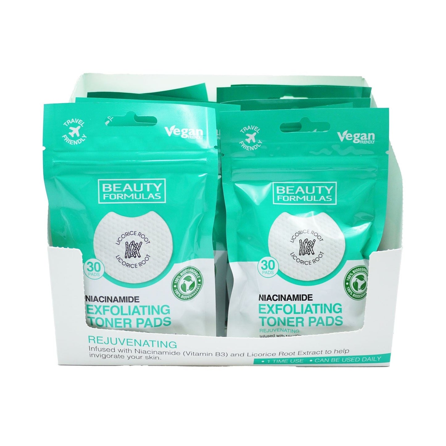 Beauty Formulas Toner Pads Niacinamide Exfoliating 30 Wipes