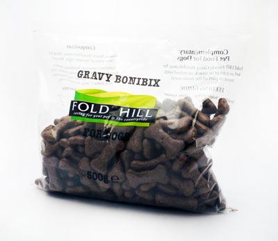 Fold Hill Dog Treats Gravy Bonibox Bones Biscuits 500g (Box of 20)