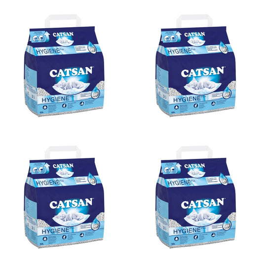 Catsan Hygiene Non Clumping Cat Litter, 100% natural, absorbent, 10L,White (Box of 4)