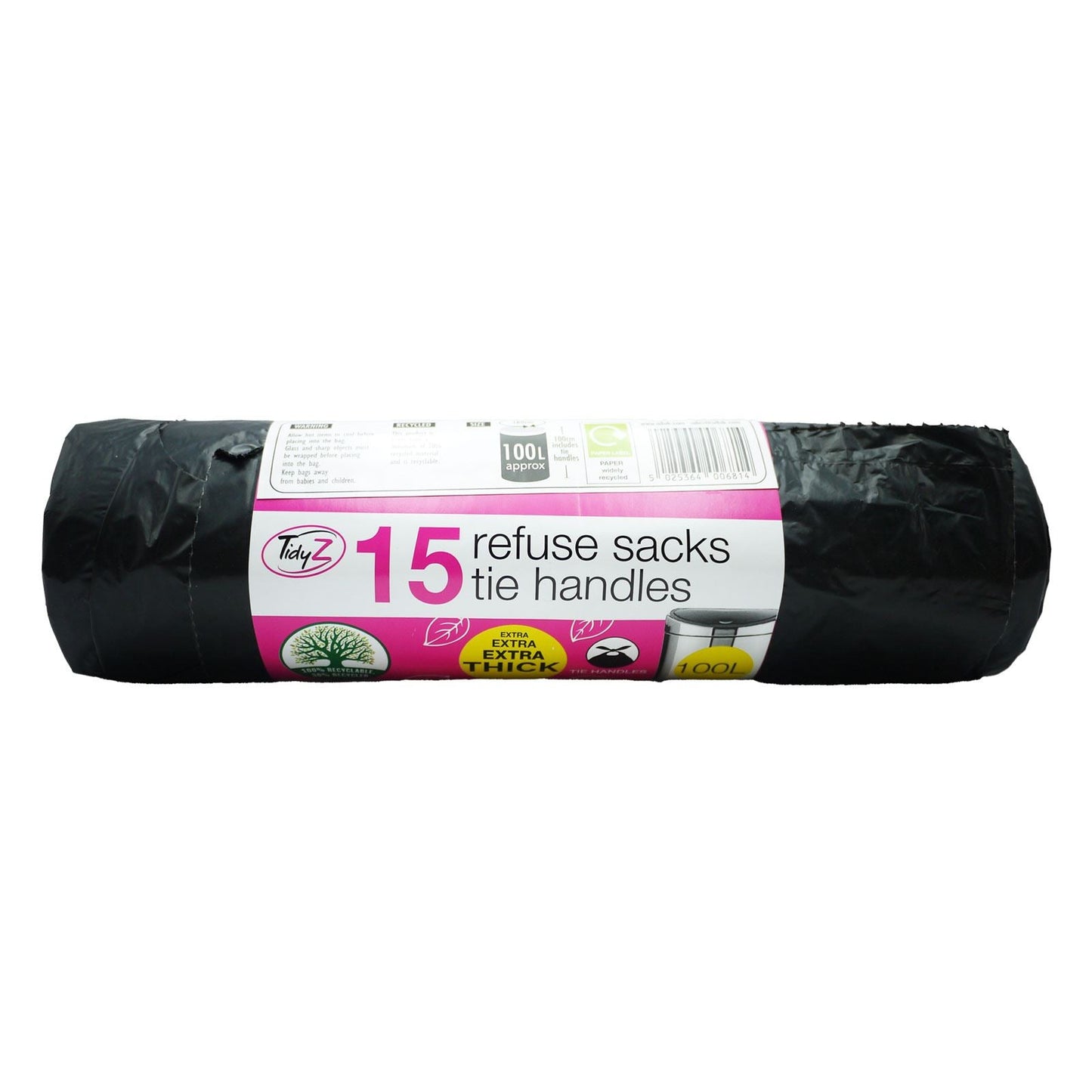 Tidyz Refuse Tie Handles Extra Thick 100 L 15's