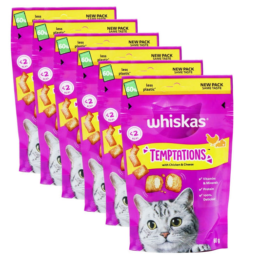 Whiskas Temptations Chicken & Cheese Filling 60g (Box of 6)