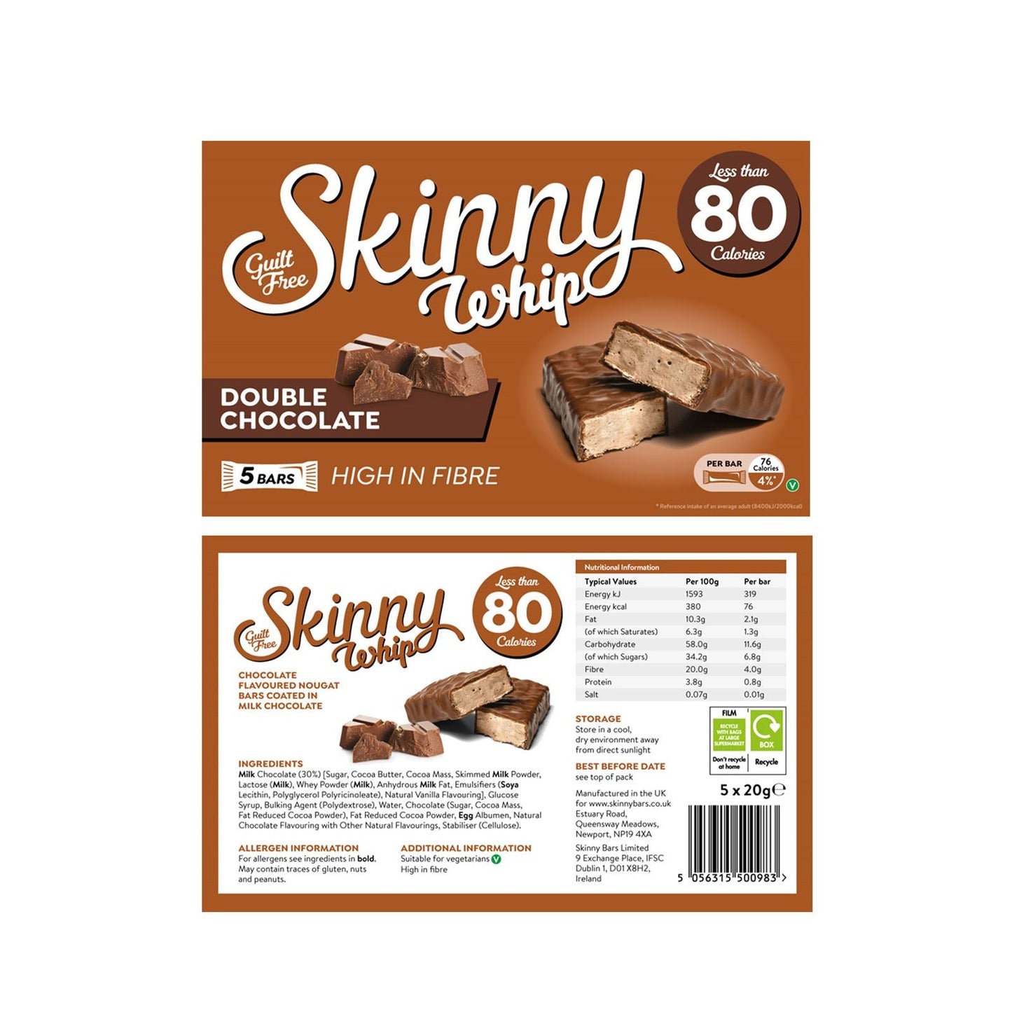 Skinny Whip Double Chocolate Snack Bar 100 g
